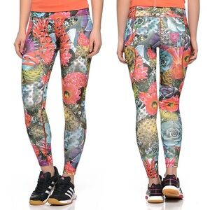 ADIDAS Snowboarding Vivarium Succulent Floral Print Leggings Pants Tights Size L